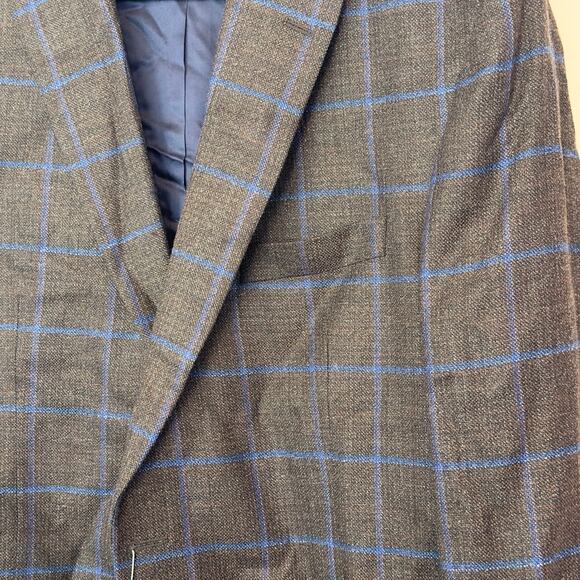 NWT Jack Victor Men’s Conway Plaid Wool Sport Coat Blazer Size 45R Luxury Office - Picture 7 of 13